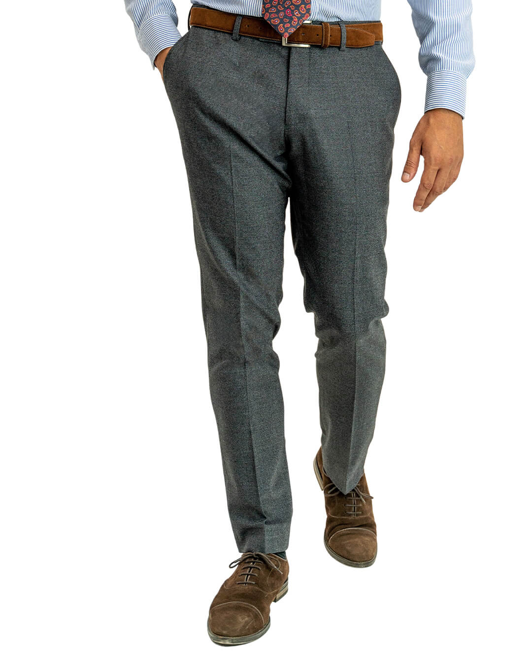 Gagliardi Trousers Gagliardi Charcoal Wool Blend Stretch Mouline Trousers