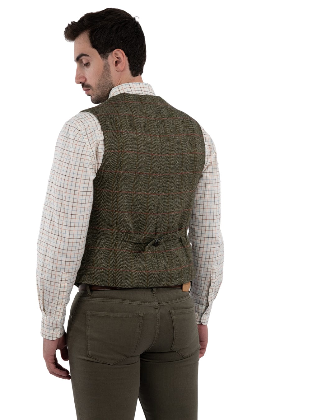 Gagliardi Waistcoat Gagliardi Olive Green Shetland Check Double Breasted Waistcoat