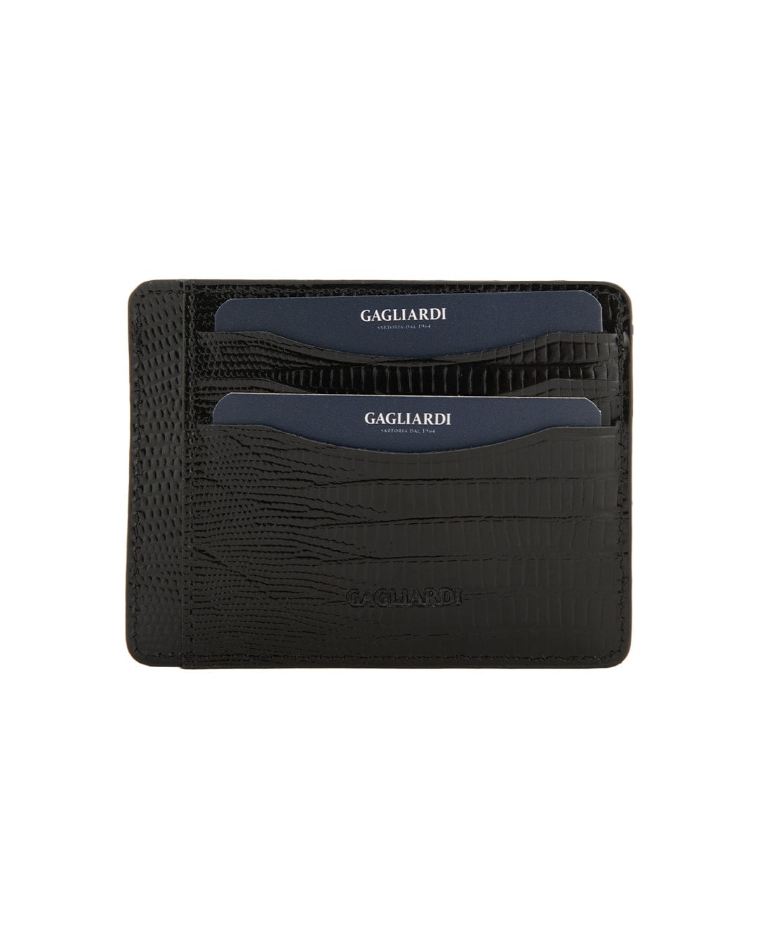 Gagliardi Wallets ONE SIZE Gagliardi Imitation Snake Skin Leather Black Credit Card Holder