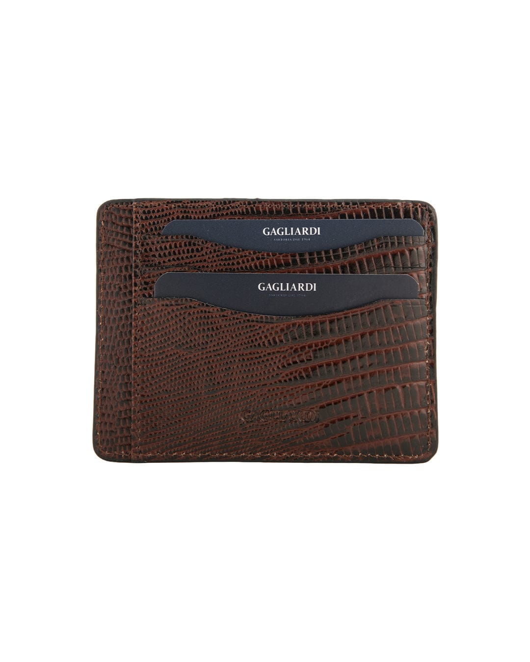 Gagliardi Wallets ONE SIZE Gagliardi Imitation Snake Skin Leather Brown Credit Card Holder