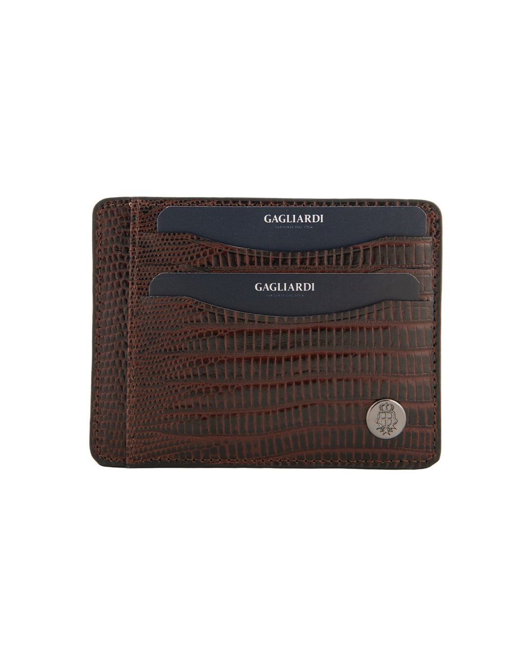 Gagliardi Wallets ONE SIZE Gagliardi Imitation Snake Skin Leather Brown Credit Card Holder