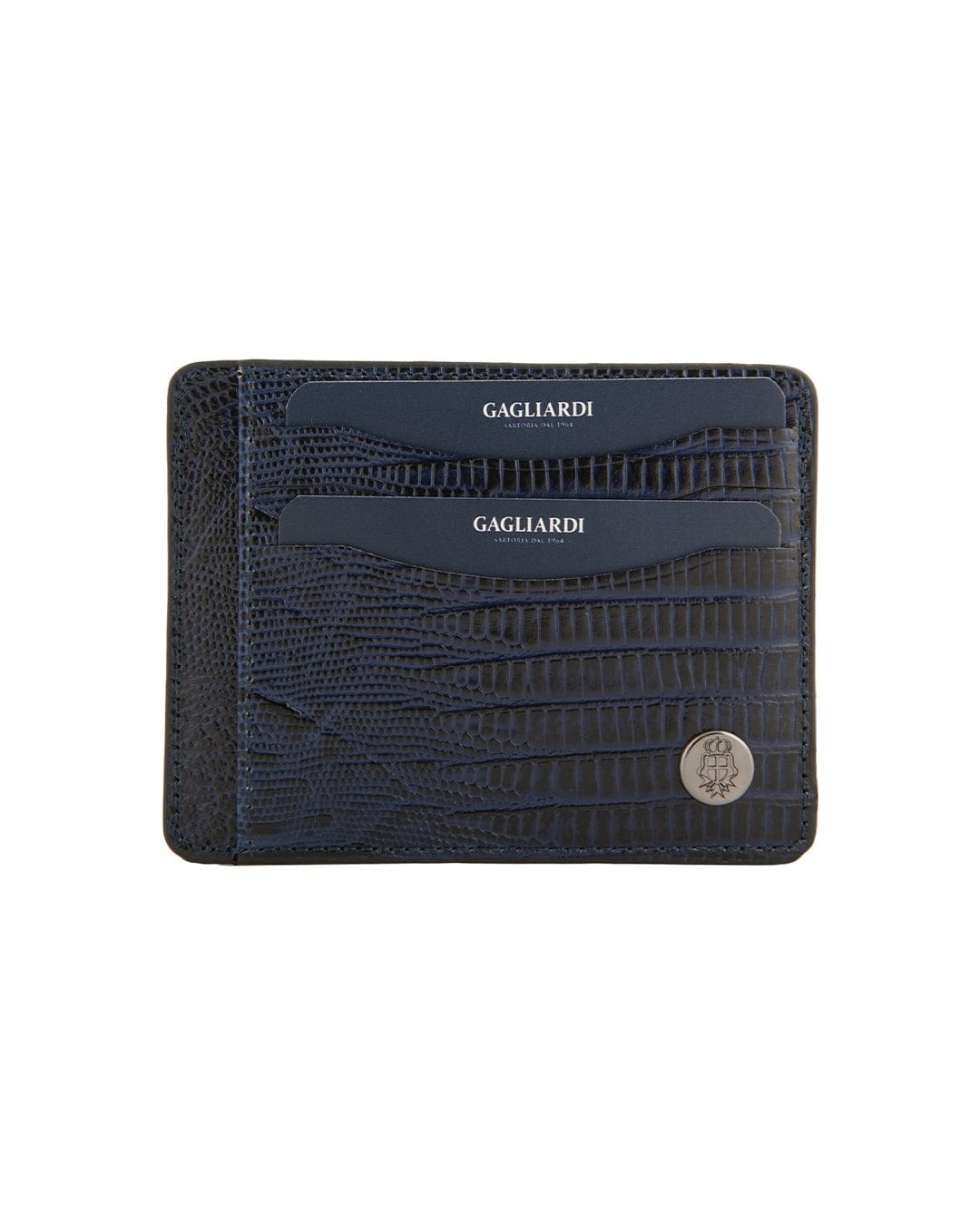 Gagliardi Wallets ONE SIZE Gagliardi Imitation Snake Skin Leather Navy Credit Card Holder