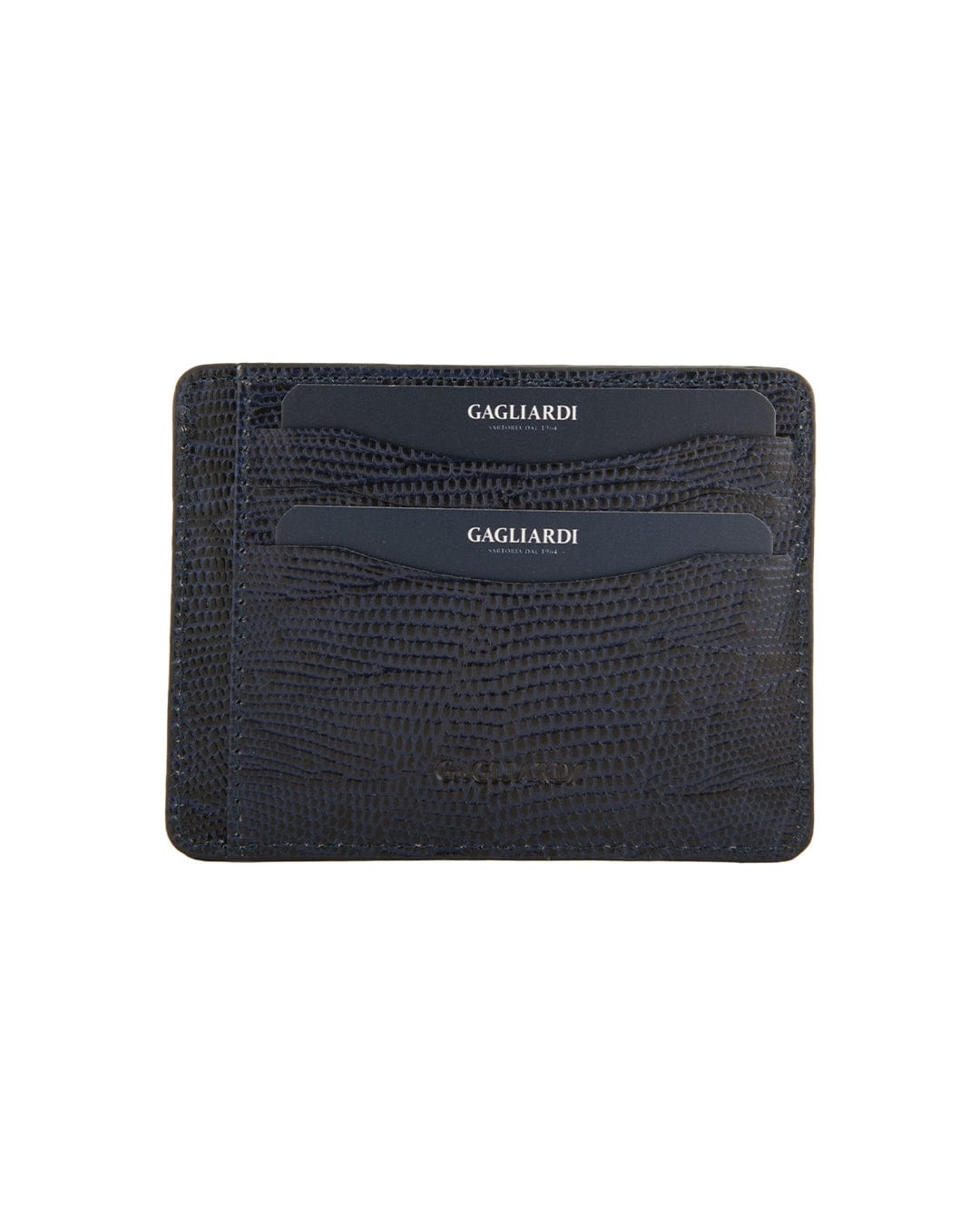 Gagliardi Wallets ONE SIZE Gagliardi Imitation Snake Skin Leather Navy Credit Card Holder