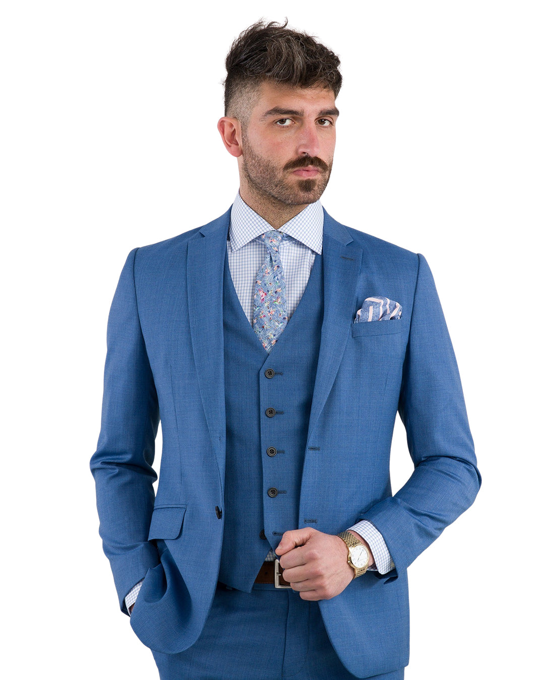 Reda Blue Tropical Weave Mix & Match Suit