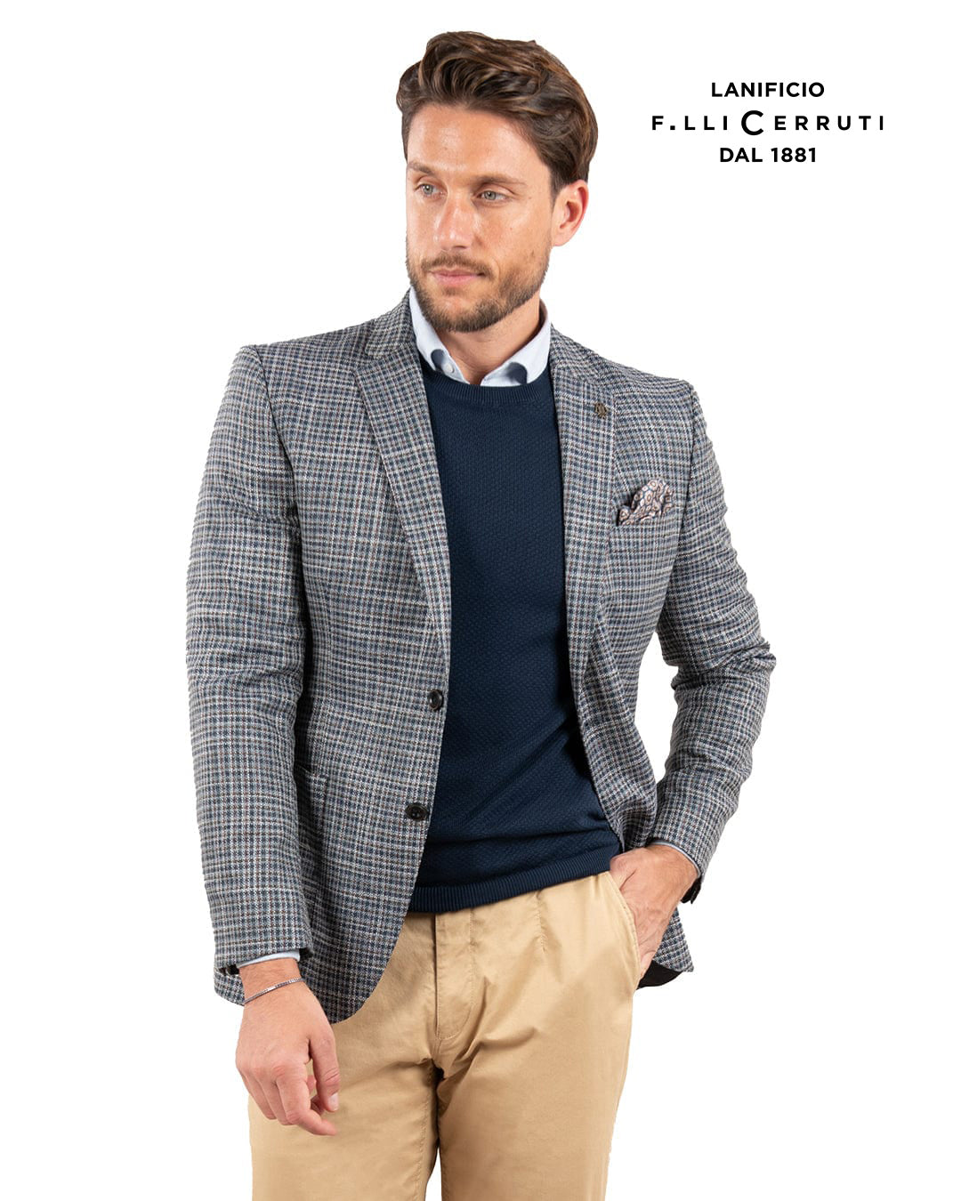 Teal Lanificio F.lli Cerruti Wool And Silk Gingham Check