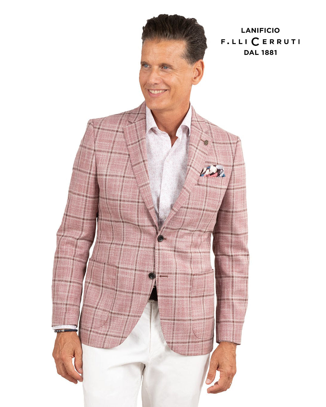 Red Lanificio F.lli Cerruti Wool And Silk Windowpane Check Jacket