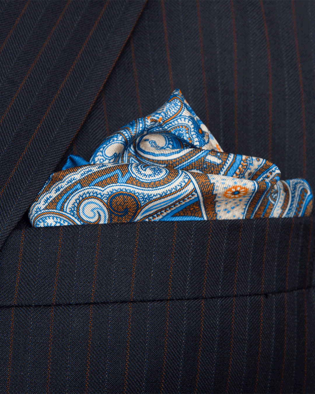Lanificio F.lli Cerruti Navy & Burgundy Herringbone Stripe Two-Piece Suit