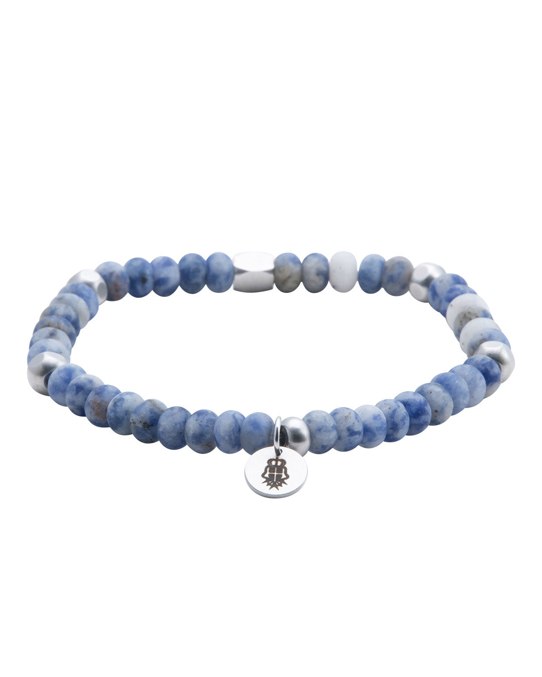 Blue Jasper Stone Bead Bracelet With Charm