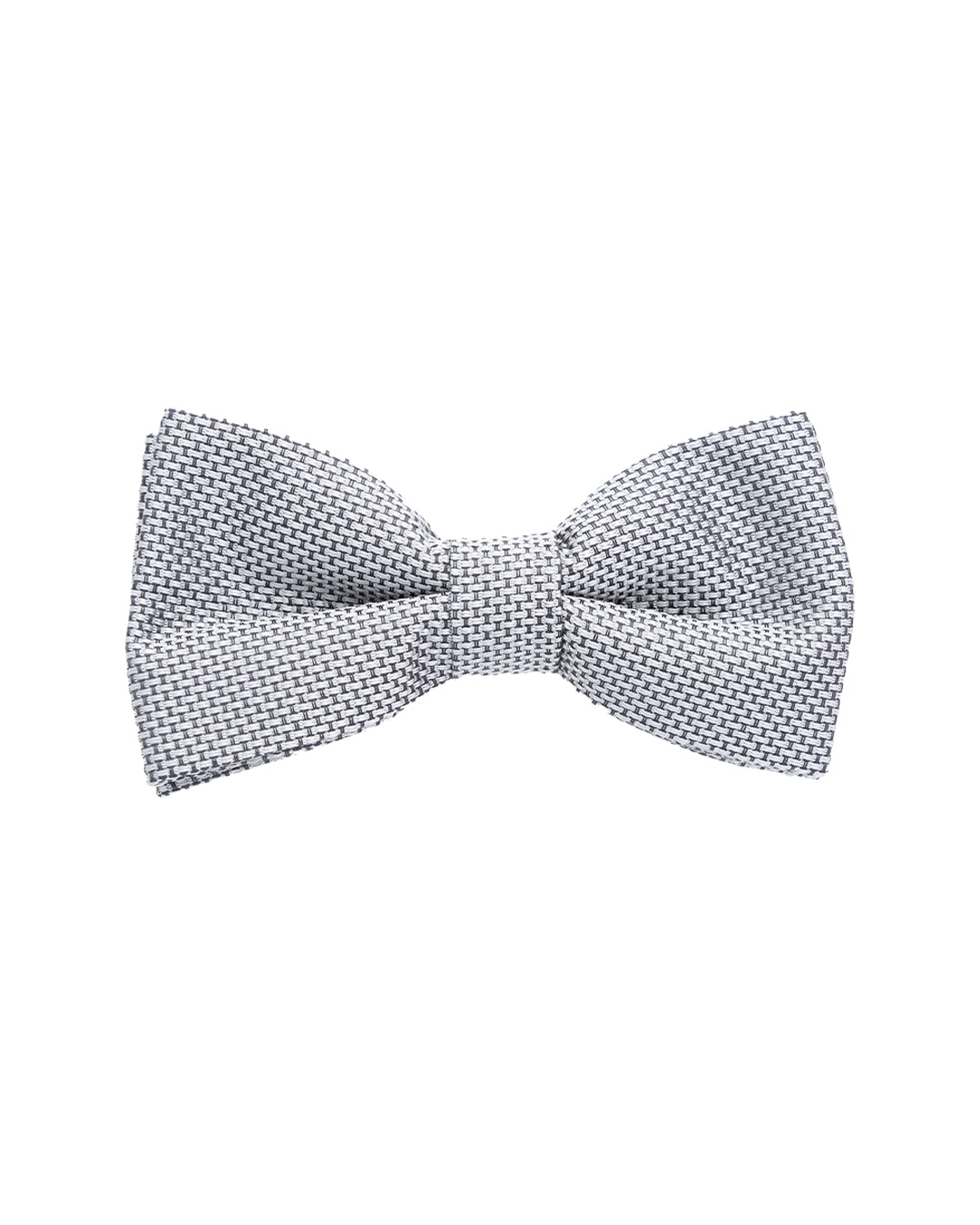 Silver Basketweave Italian Silk Bow Tie