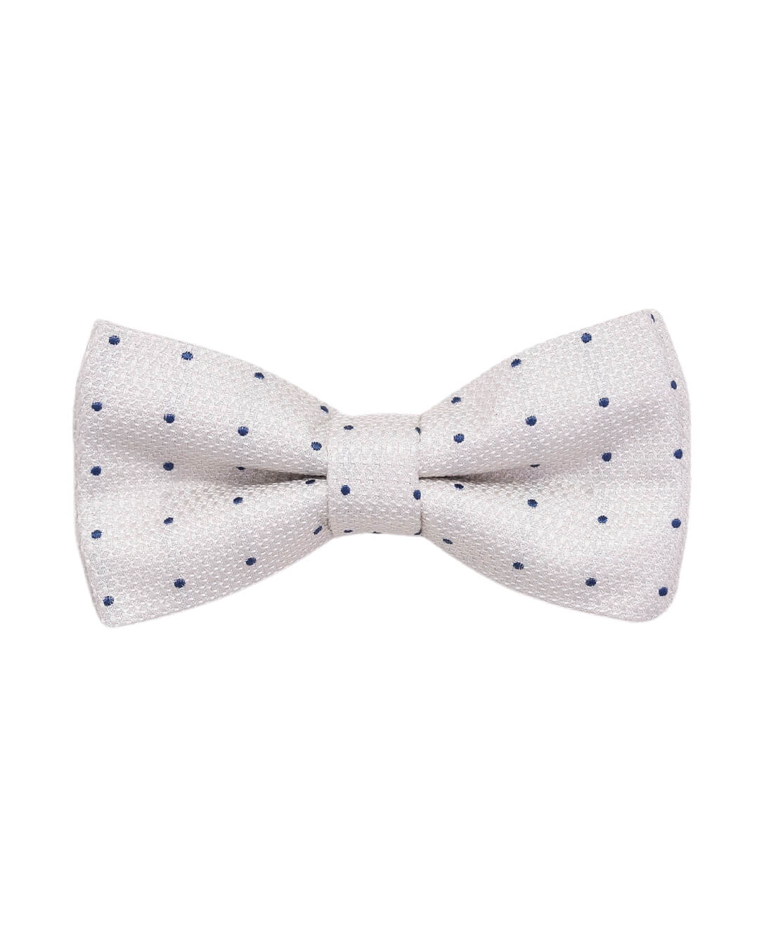 White Textured Spot Italian Silk Bow Tie