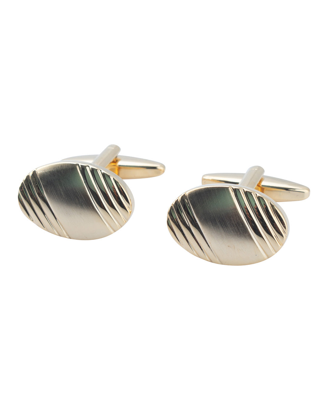 Gold Oval Ribbed Cufflinks