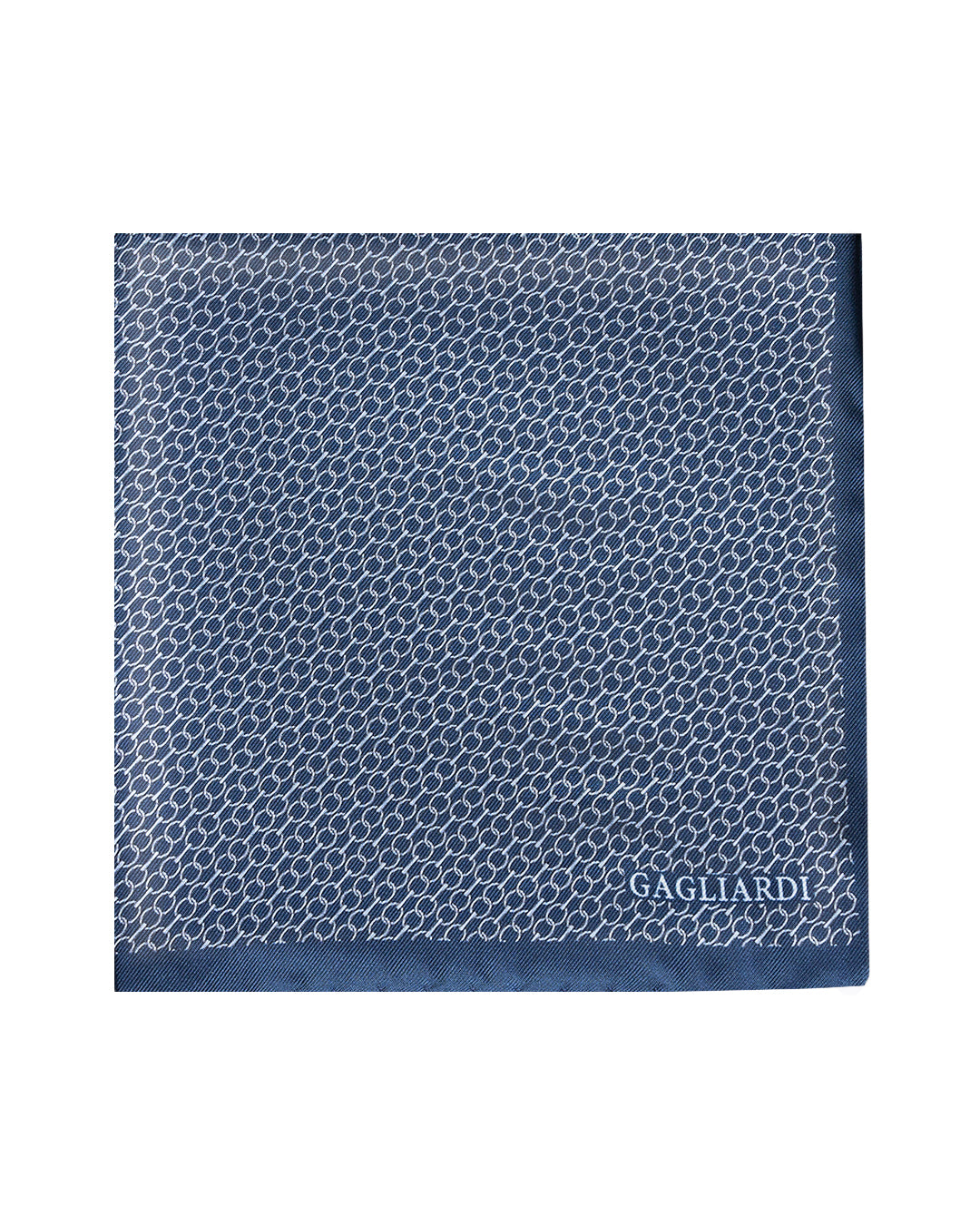 Blue Oval Chain Link Italian Silk Pocket Square