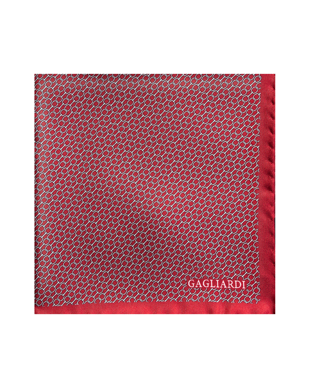 Red Oval Chain Link Italian Silk Pocket Square