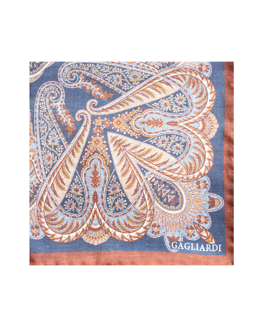 Brown Large Paisley Italian Silk Pocket Square