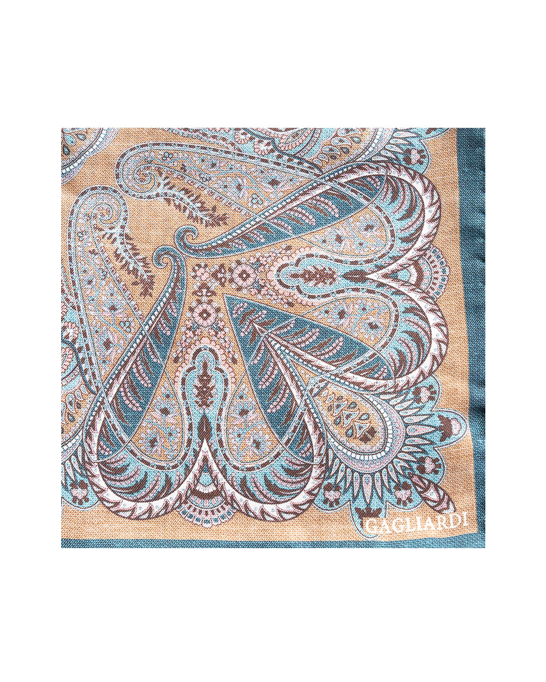 Teal Large Paisley Italian Silk Pocket Square