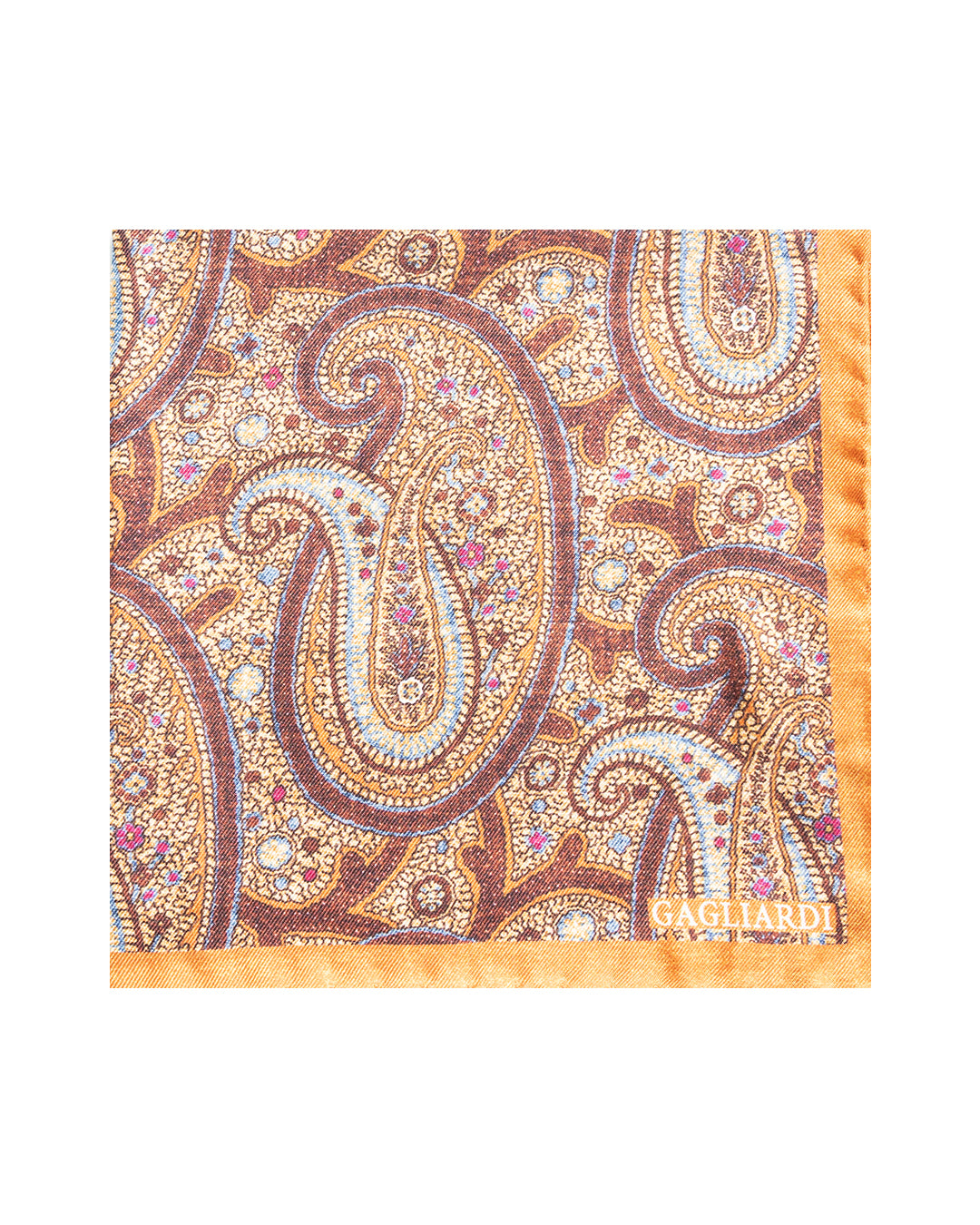 Orange Large Paisley Italian Silk Pocket Square