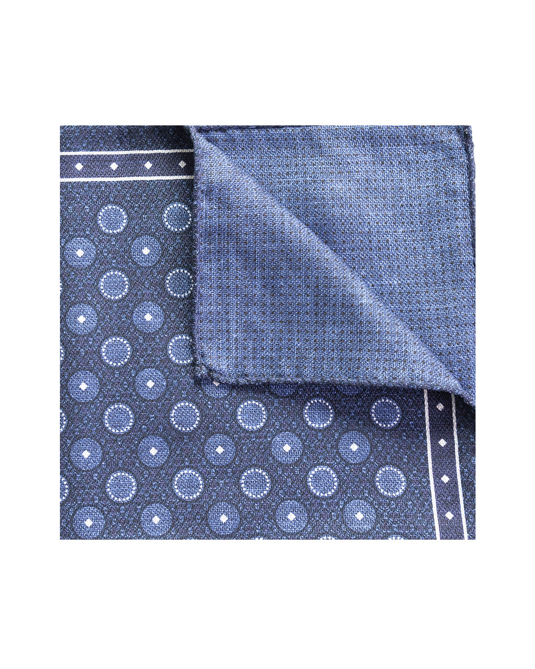 Navy Geo & Dots Reversible Italian Silk Pocket Square