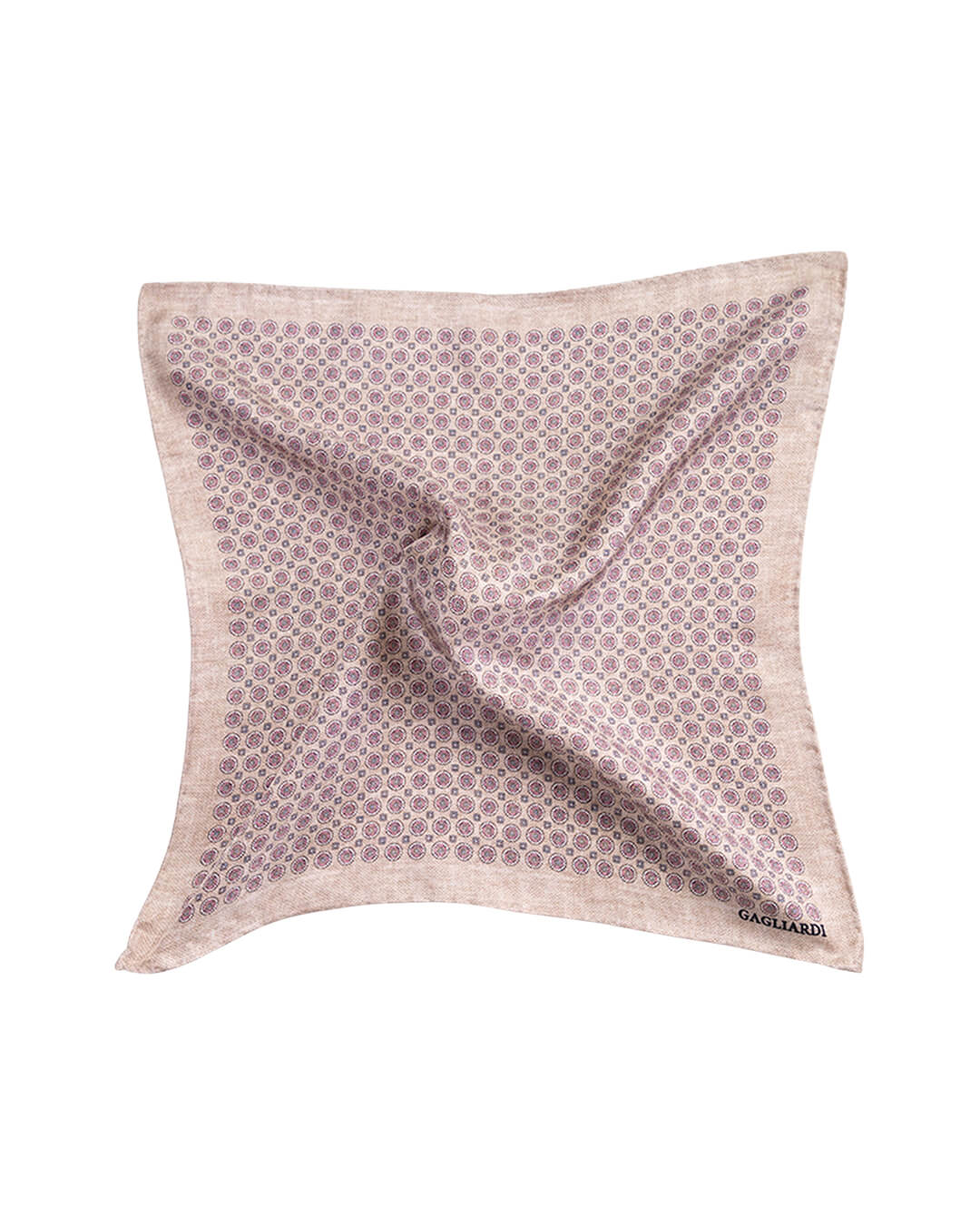 Beige Medallions Italian Silk Pocket Square