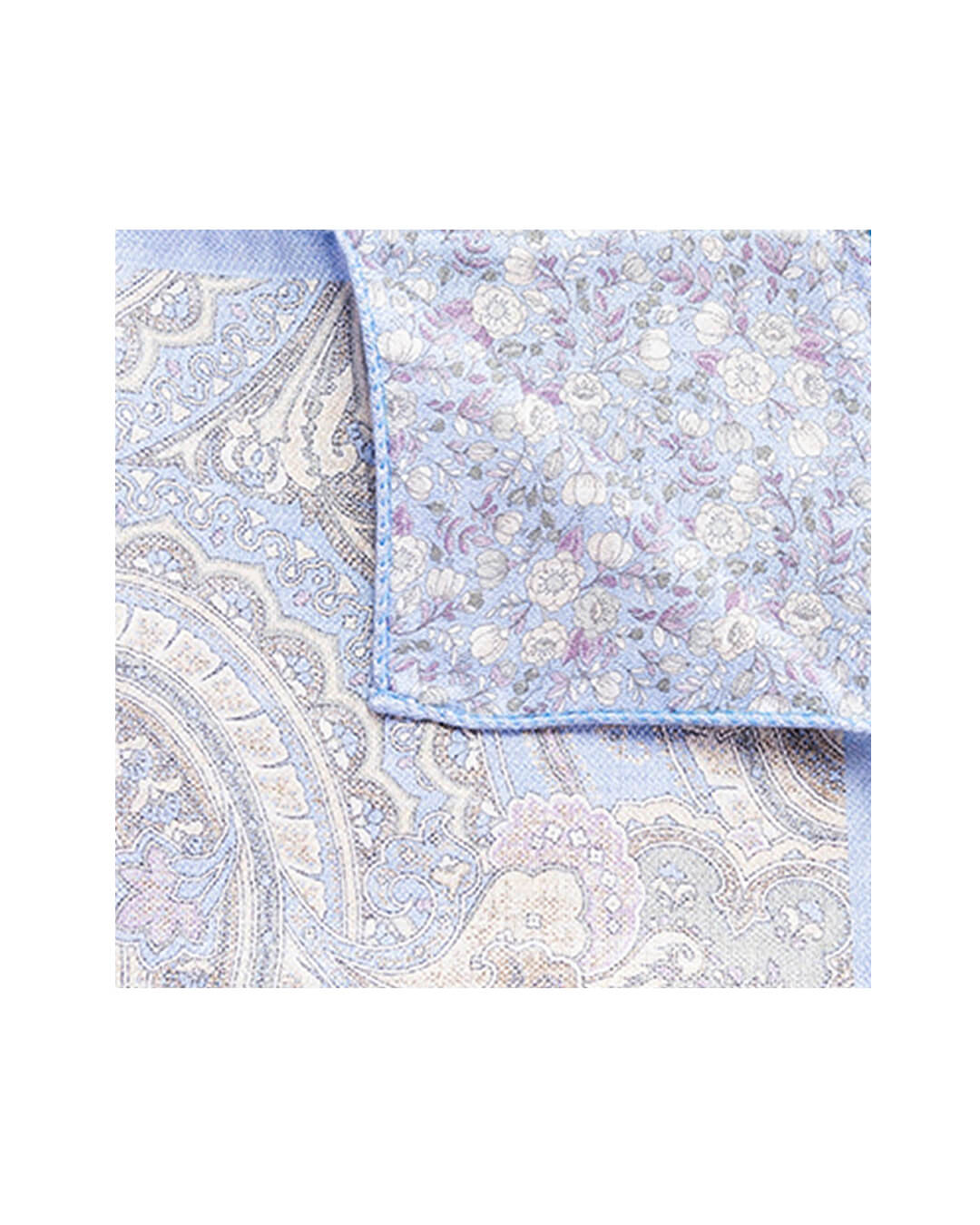 Blue Floral & Paisley Reversible Italian Silk Pocket Square