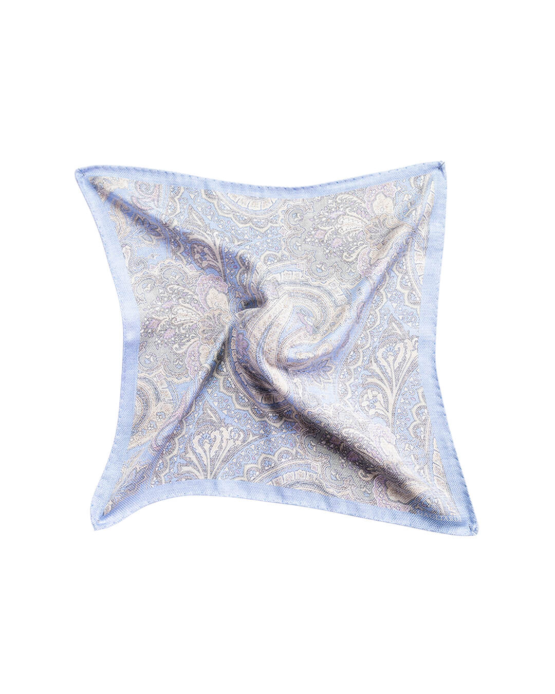 Blue Floral & Paisley Reversible Italian Silk Pocket Square