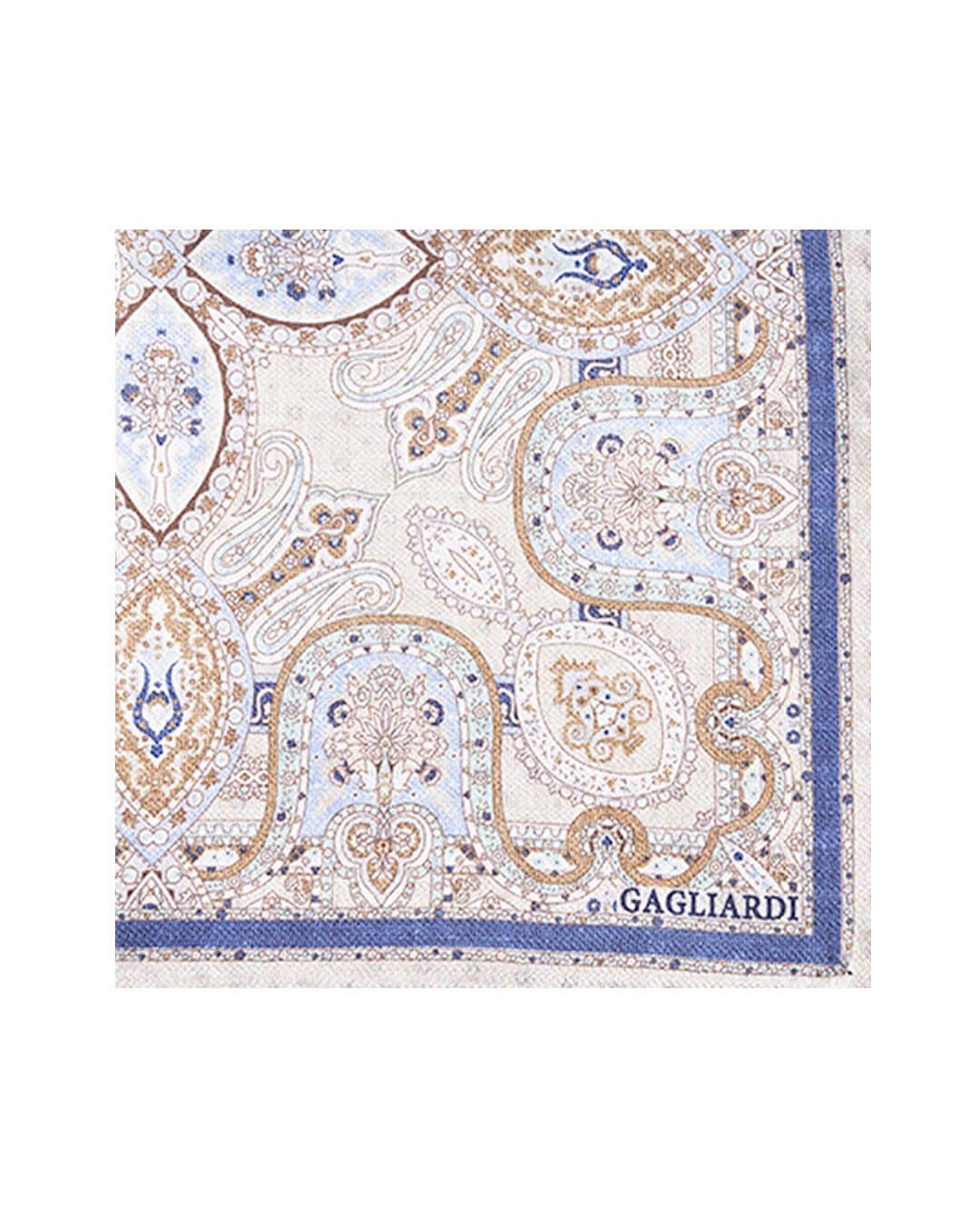 Beige Medallion & Paisley Reversible Italian Silk Pocket Square