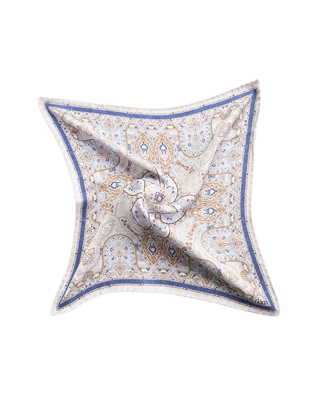 Beige Medallion & Paisley Reversible Italian Silk Pocket Square