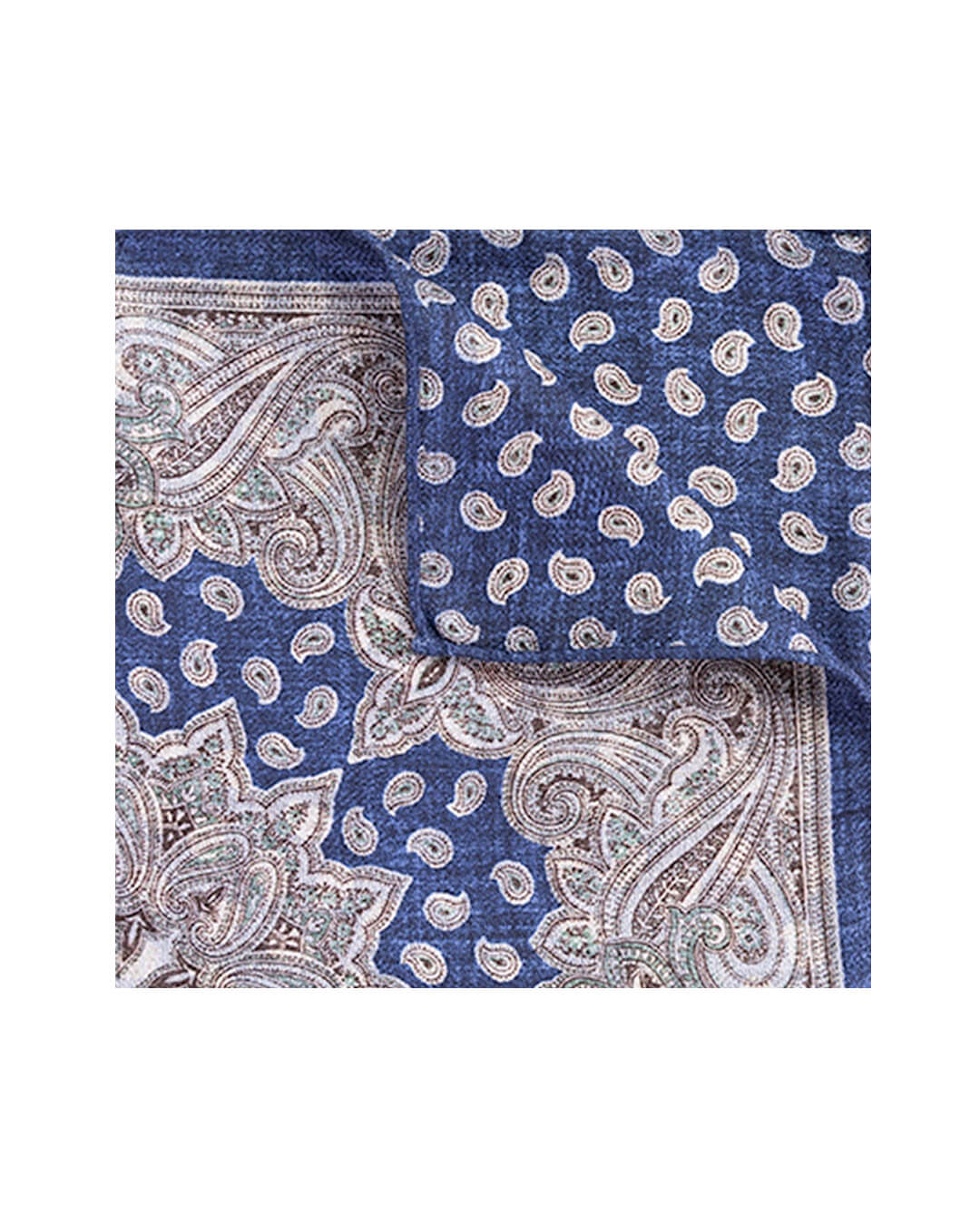 Blue Paisley Reversible Italian Silk Pocket Square