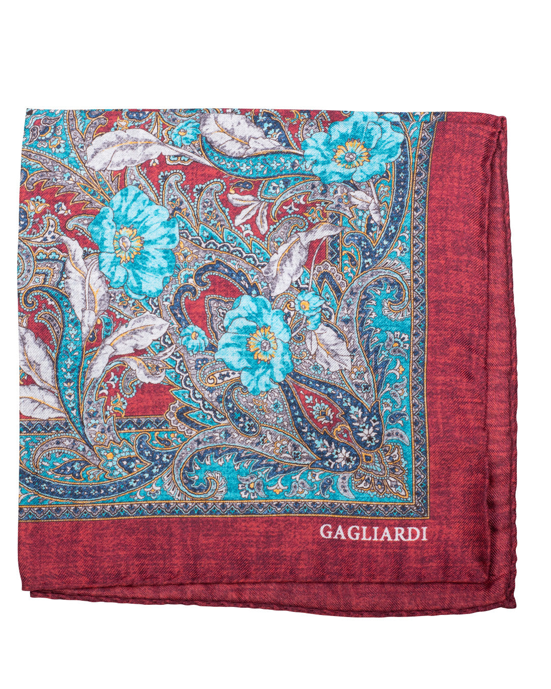 Red Rich Floral Print Italian Silk Pocket Square