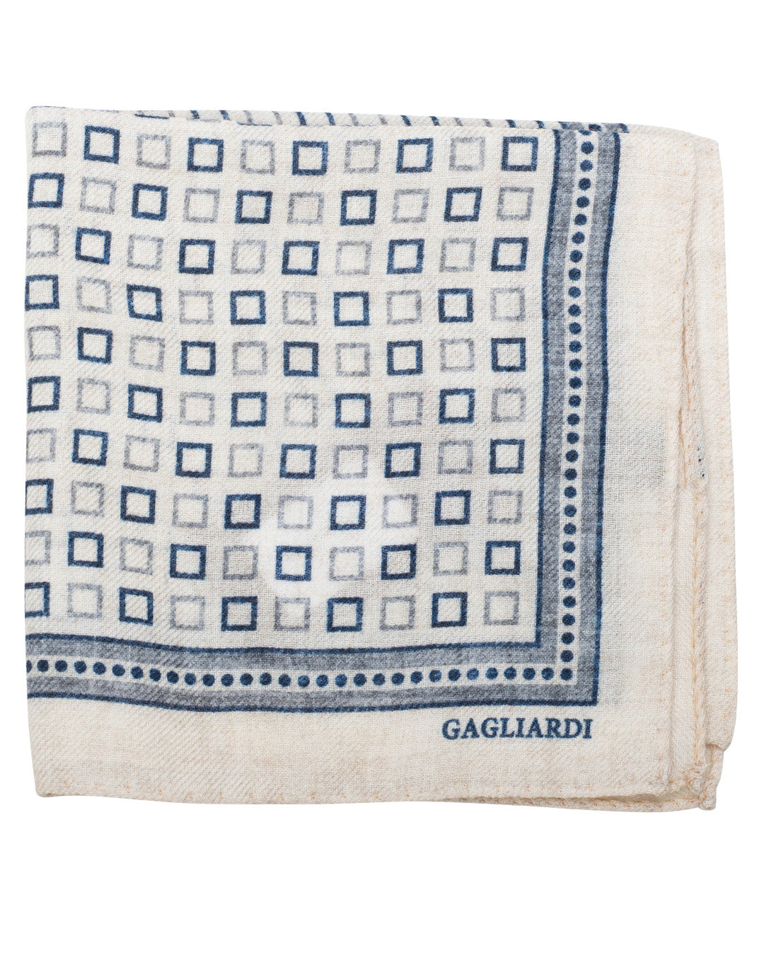 Blue Squares Print Italian Wool Flannel Pocket Square