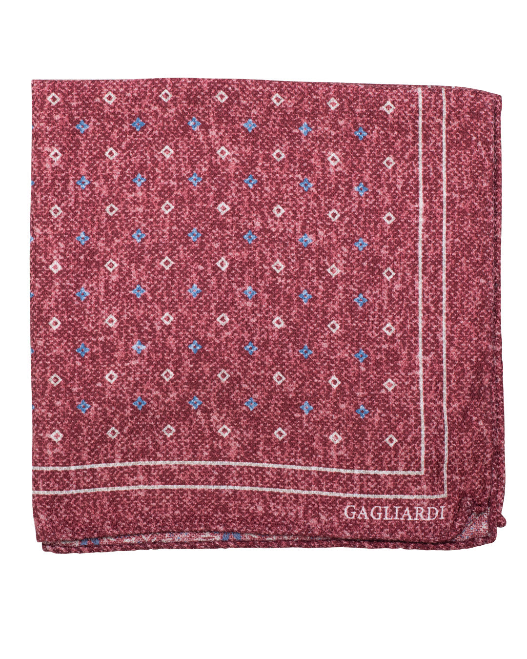 Red Diamonds & Floral Print Italian Silk Double Sided Pocket Square
