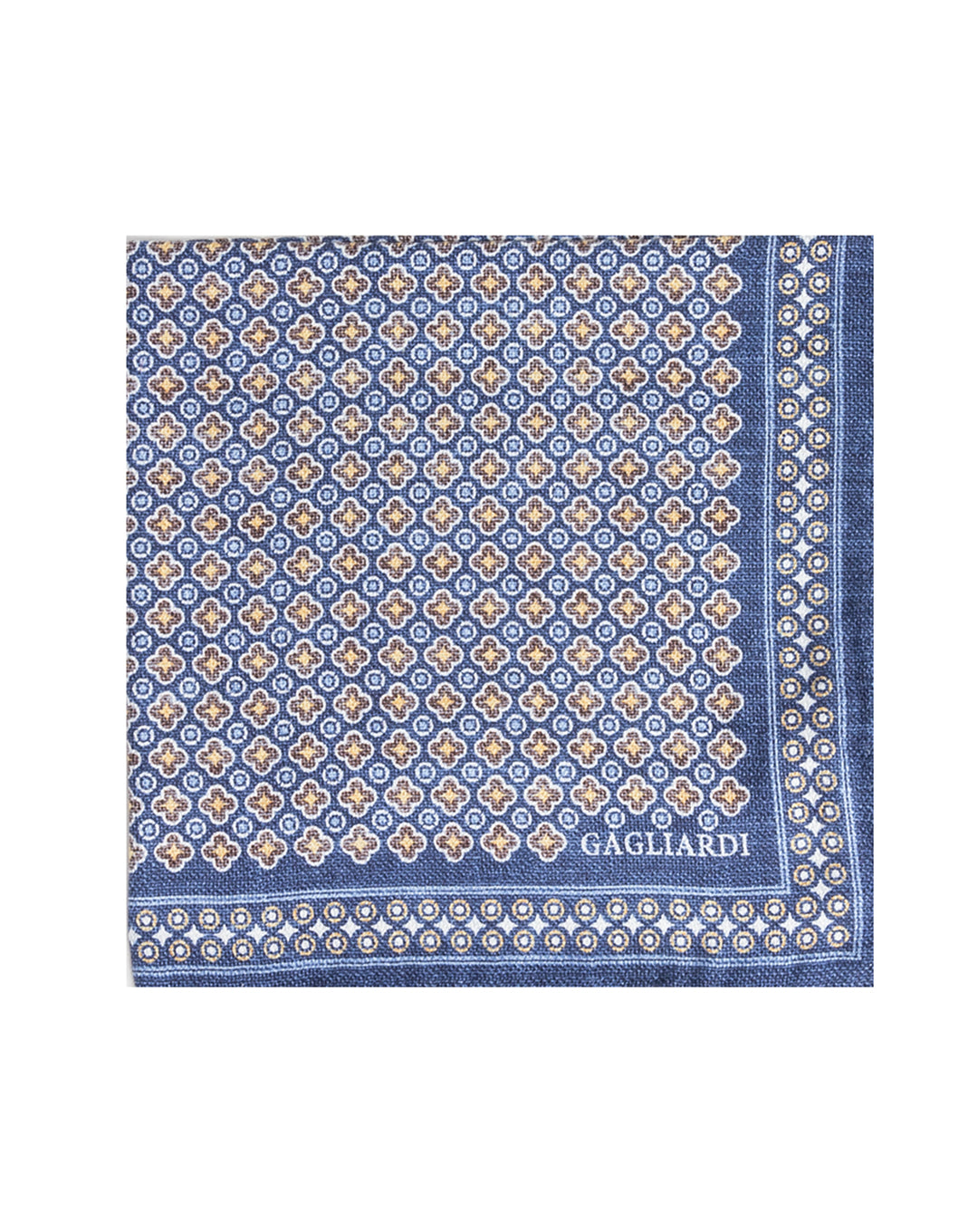 Blue Geometric Italian Silk Double Sided Pocket Square