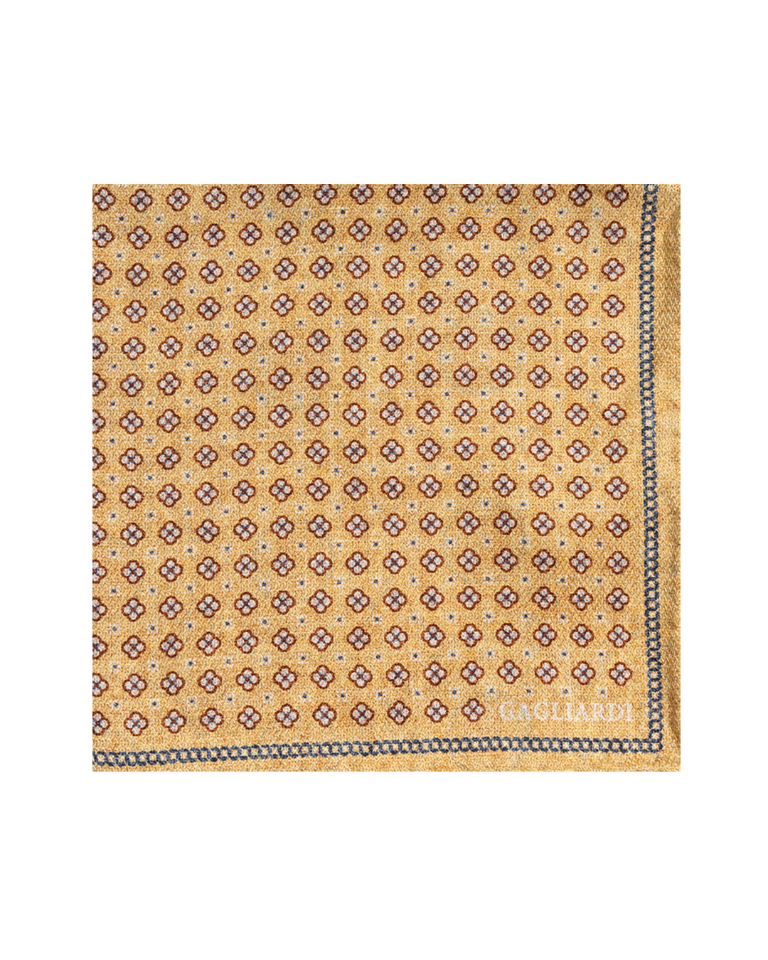 Gold Small Floral Italian Silk Double Sided Pocket Square