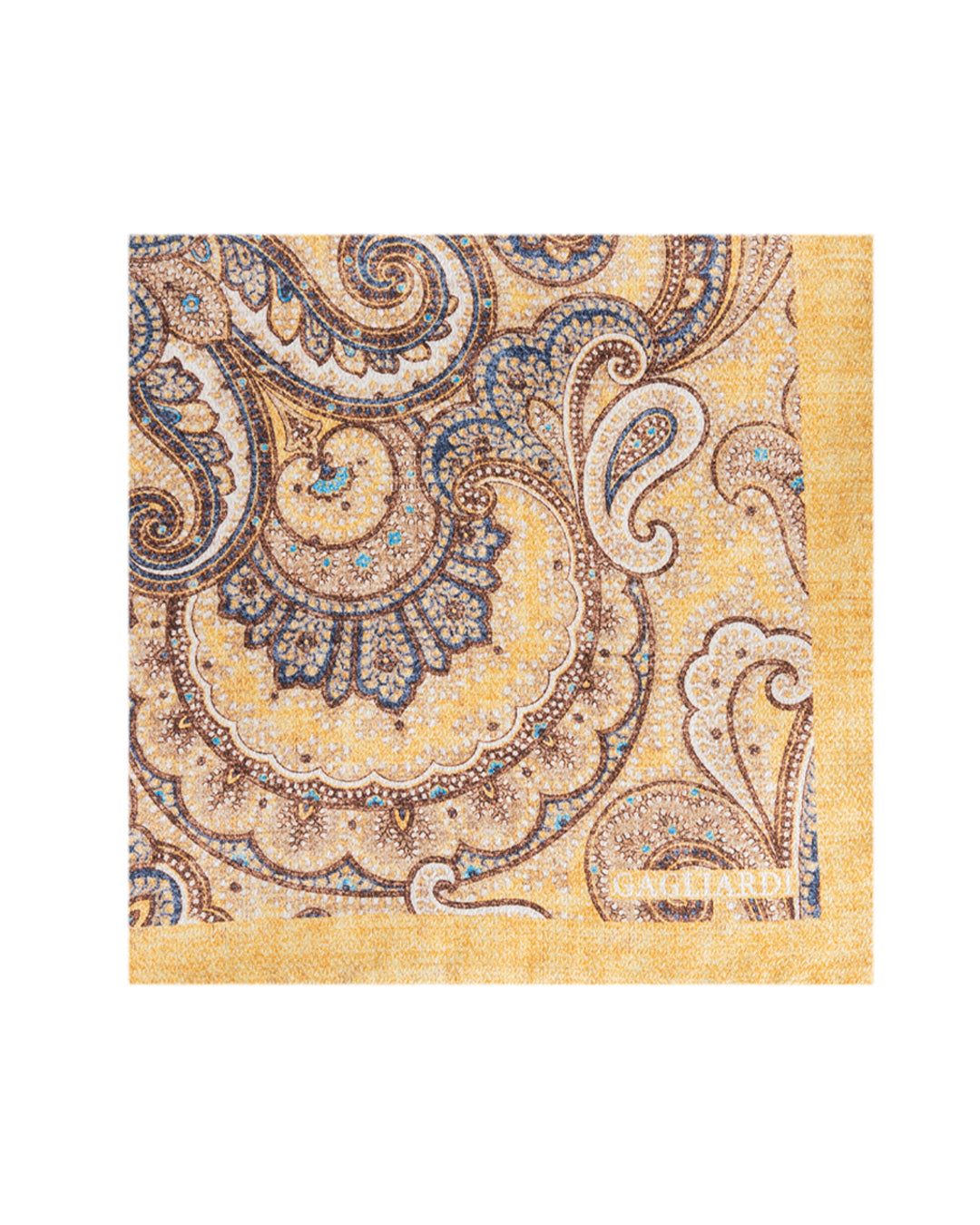 Gold Arabesque Floral Italian Silk Double Sided Pocket Square