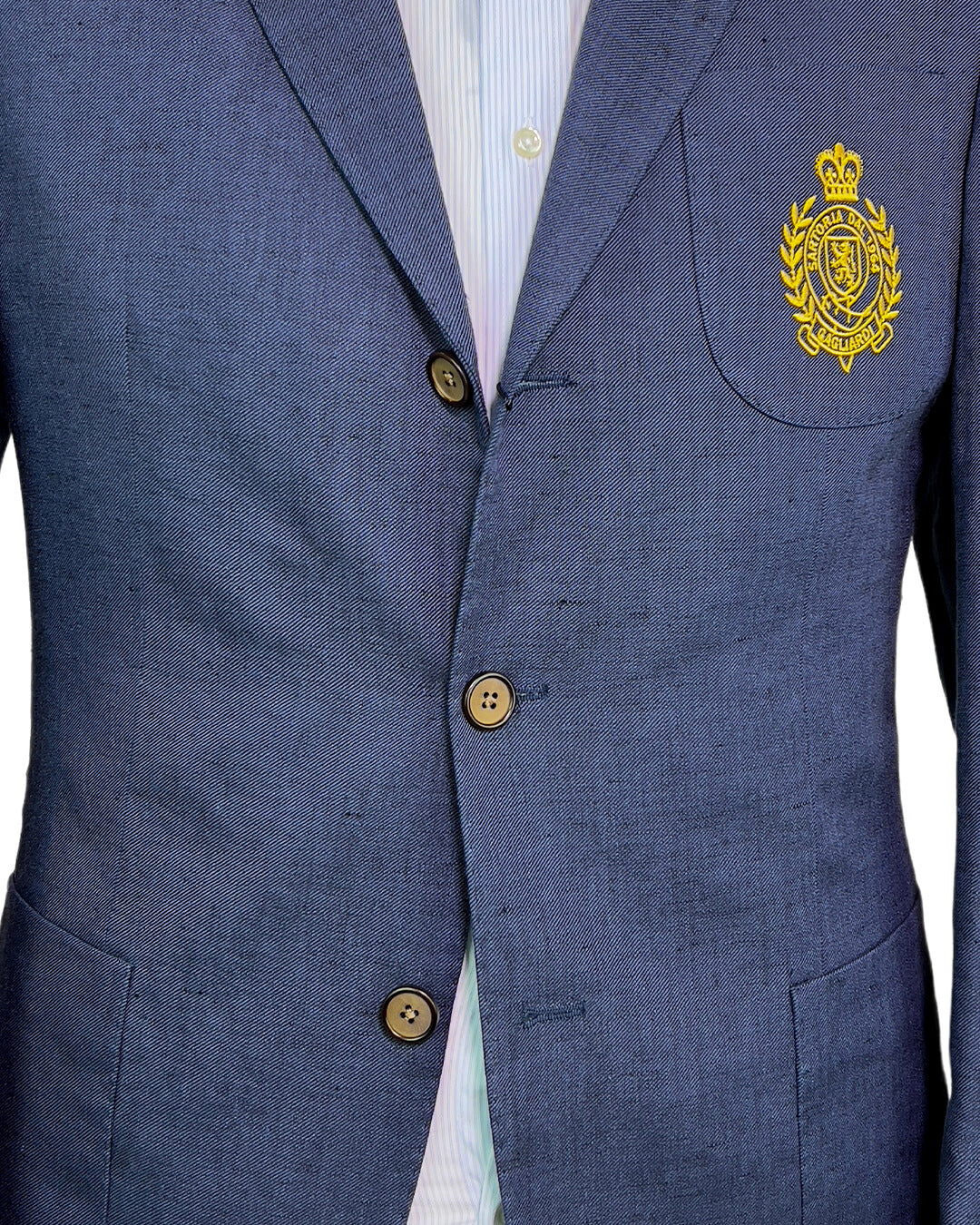 Navy Twill Patch Logo Linen Jacket