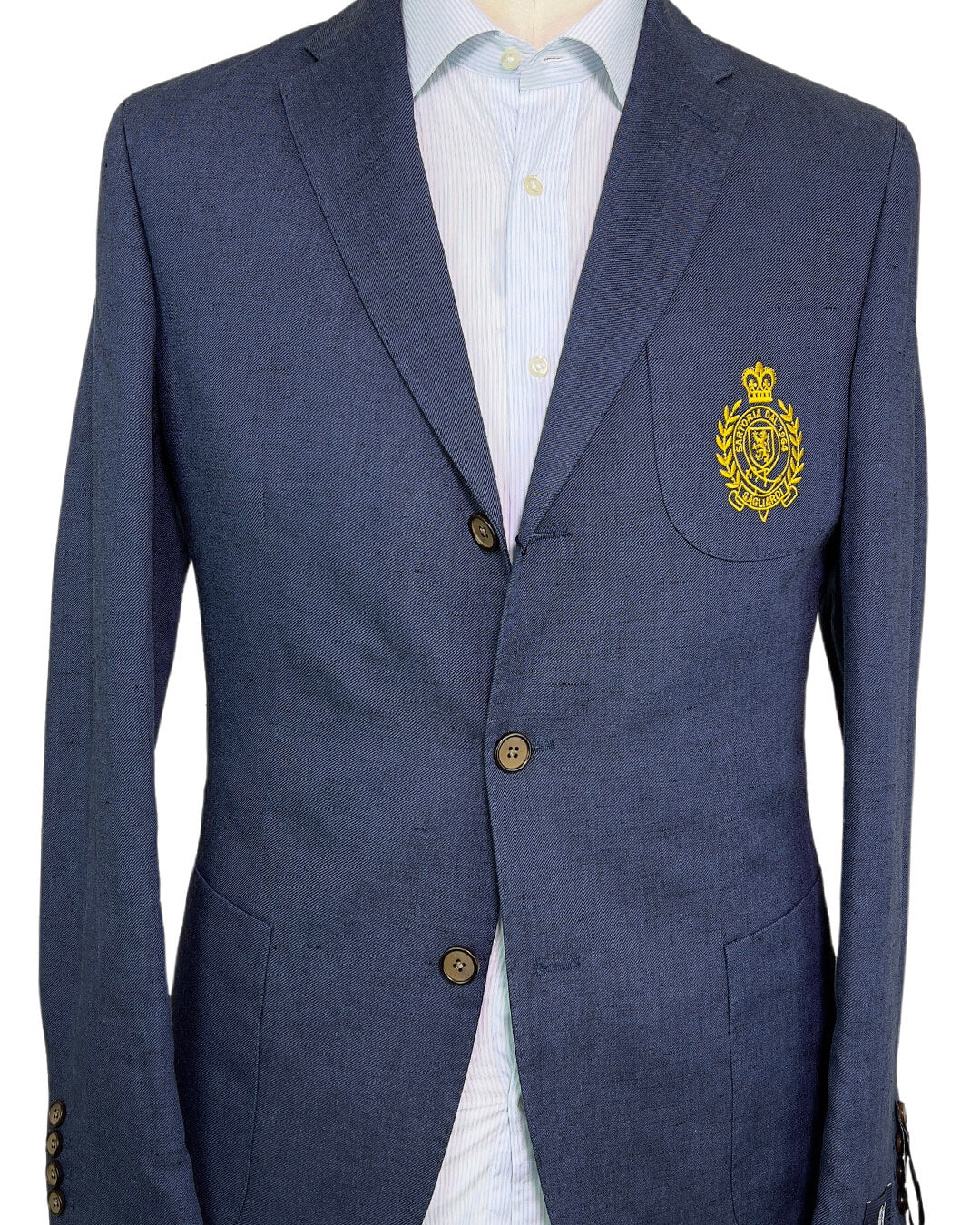 Navy Twill Patch Logo Linen Jacket