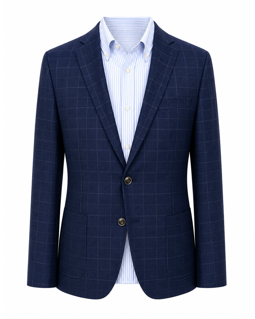 Navy Plain Basketweave Classic Jacket