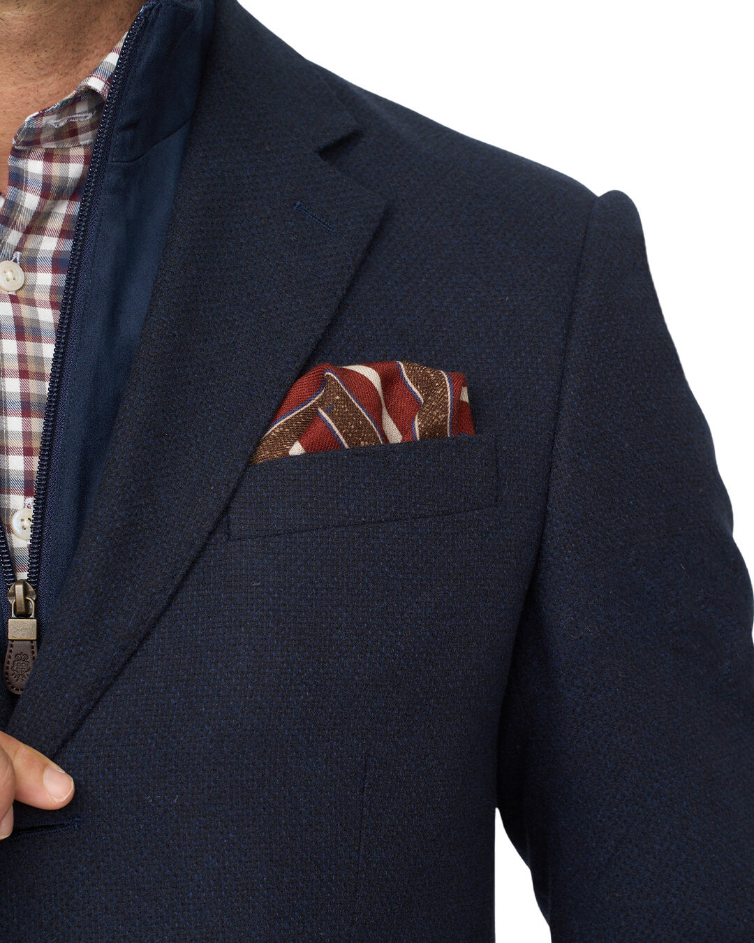 Gagliardi Navy Wool Cotton Jacket With Detachable Zip Front Liner