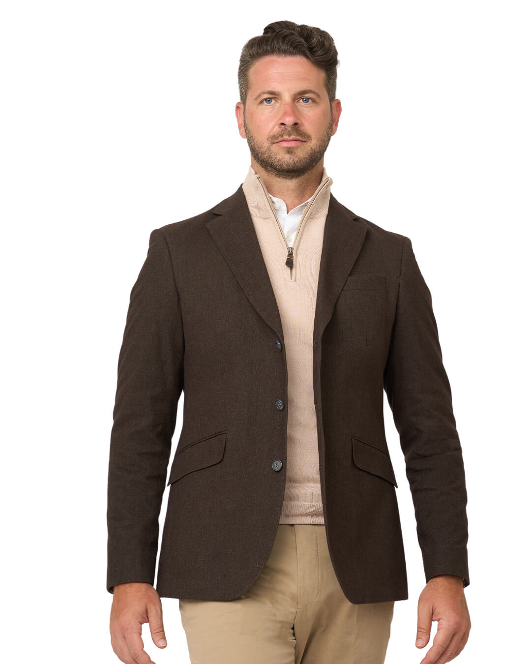 Gagliardi Brown Barleycorn Cotton Stretch Jacket With Detachable Zip Front Liner