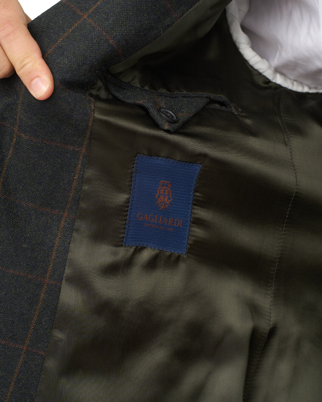 Gagliardi Green Windowpane Check Italian Flannel Jacket
