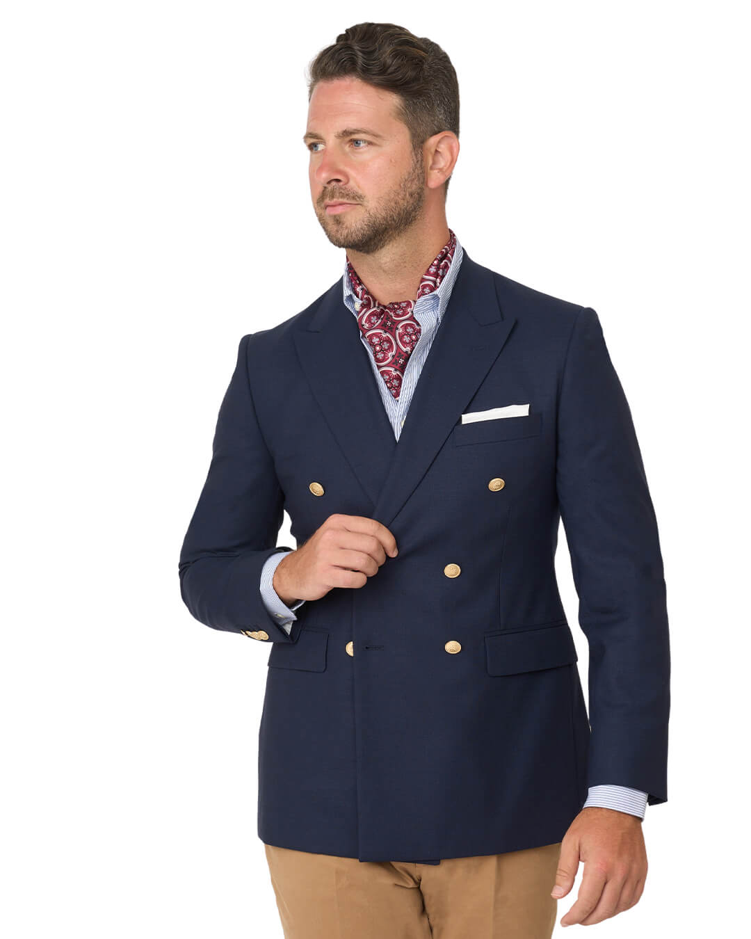Gagliardi Navy Double Breasted Natural Stretch Super 110s Blazer