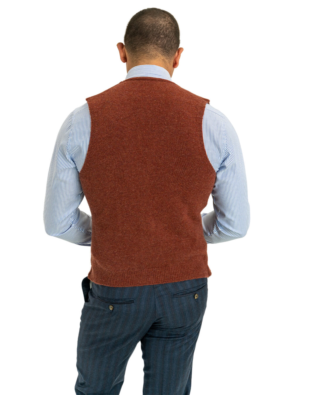 Rust Reclaimed Lambswool Knitted Waistcoat
