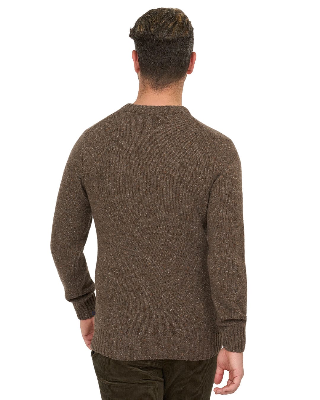 Gagliardi Brown Jumper Crew Neck Wool Blend Donegal