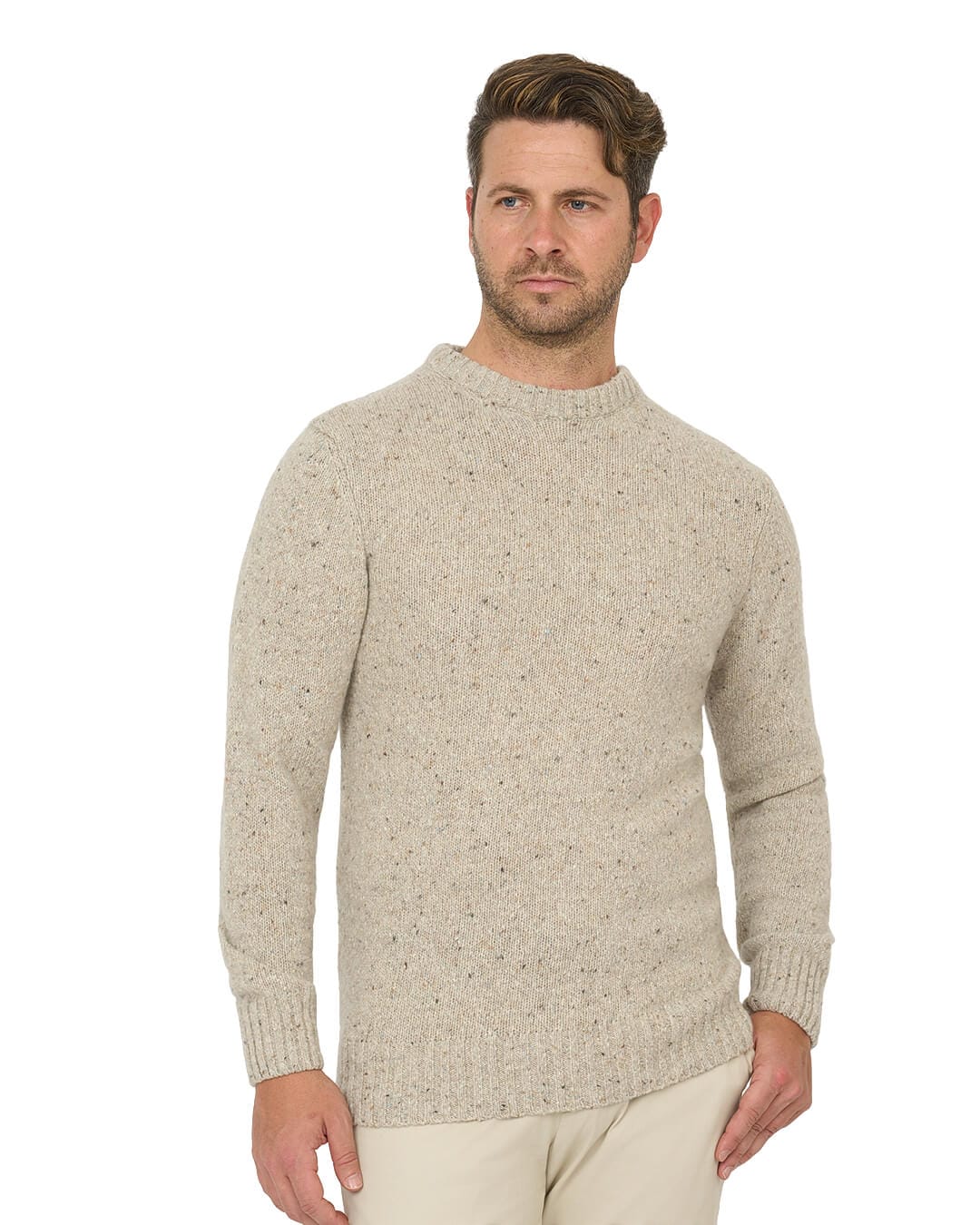 Gagliardi Stone Jumper Crew Neck Wool Blend Donegal
