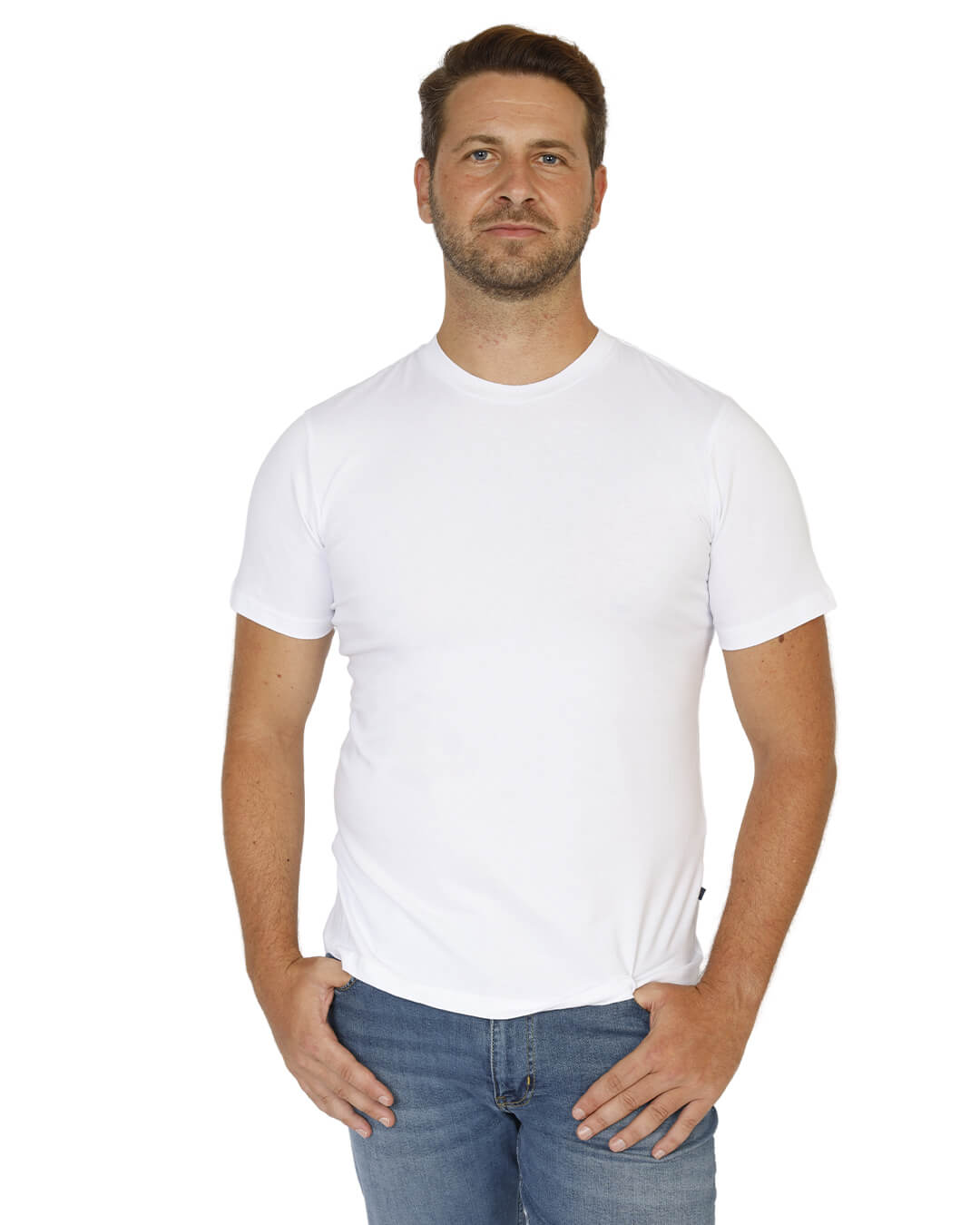 White Cotton Crew Neck T-Shirt