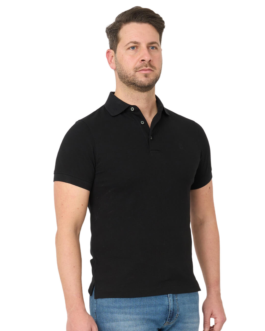 Black Popcorn Texture Polo Shirt