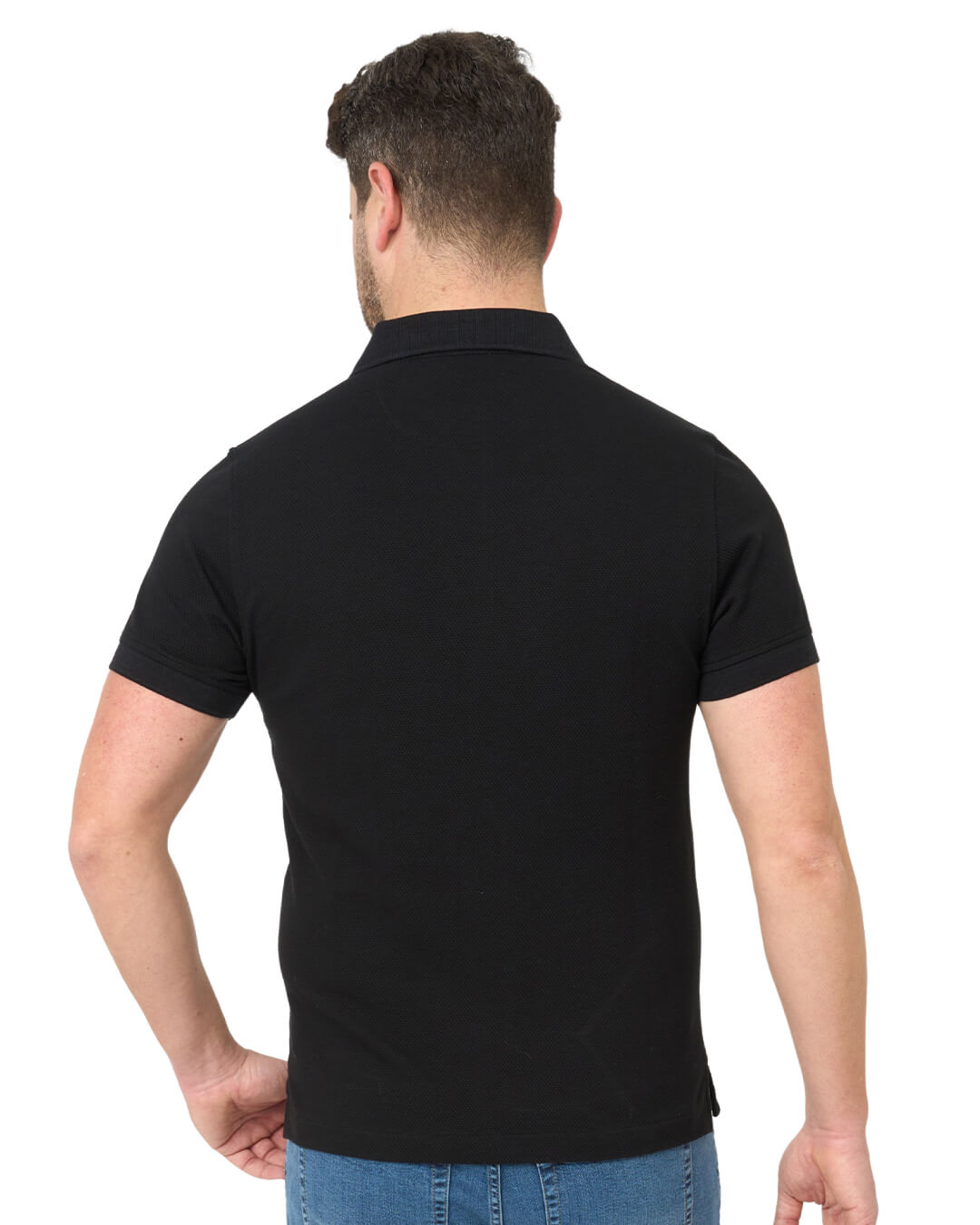 Black Popcorn Texture Polo Shirt