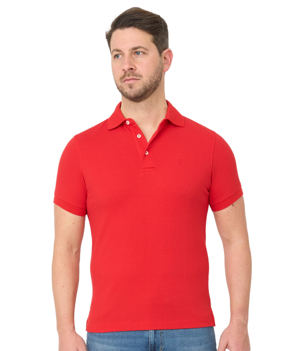 Crimson Popcorn Texture Polo Shirt