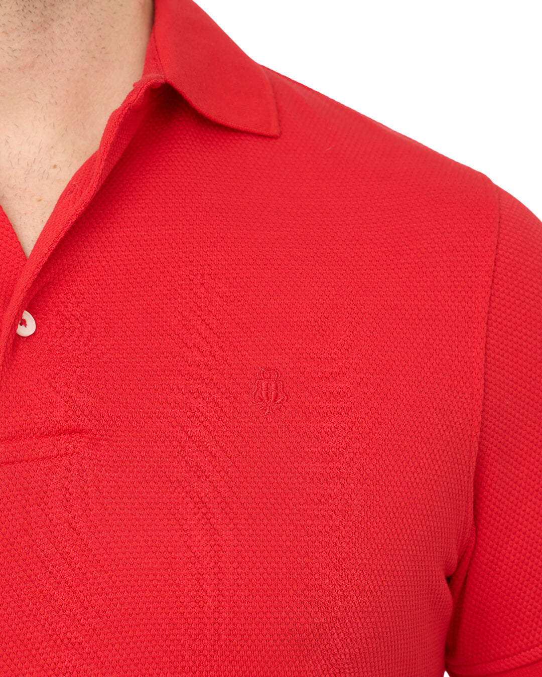 Crimson Popcorn Texture Polo Shirt