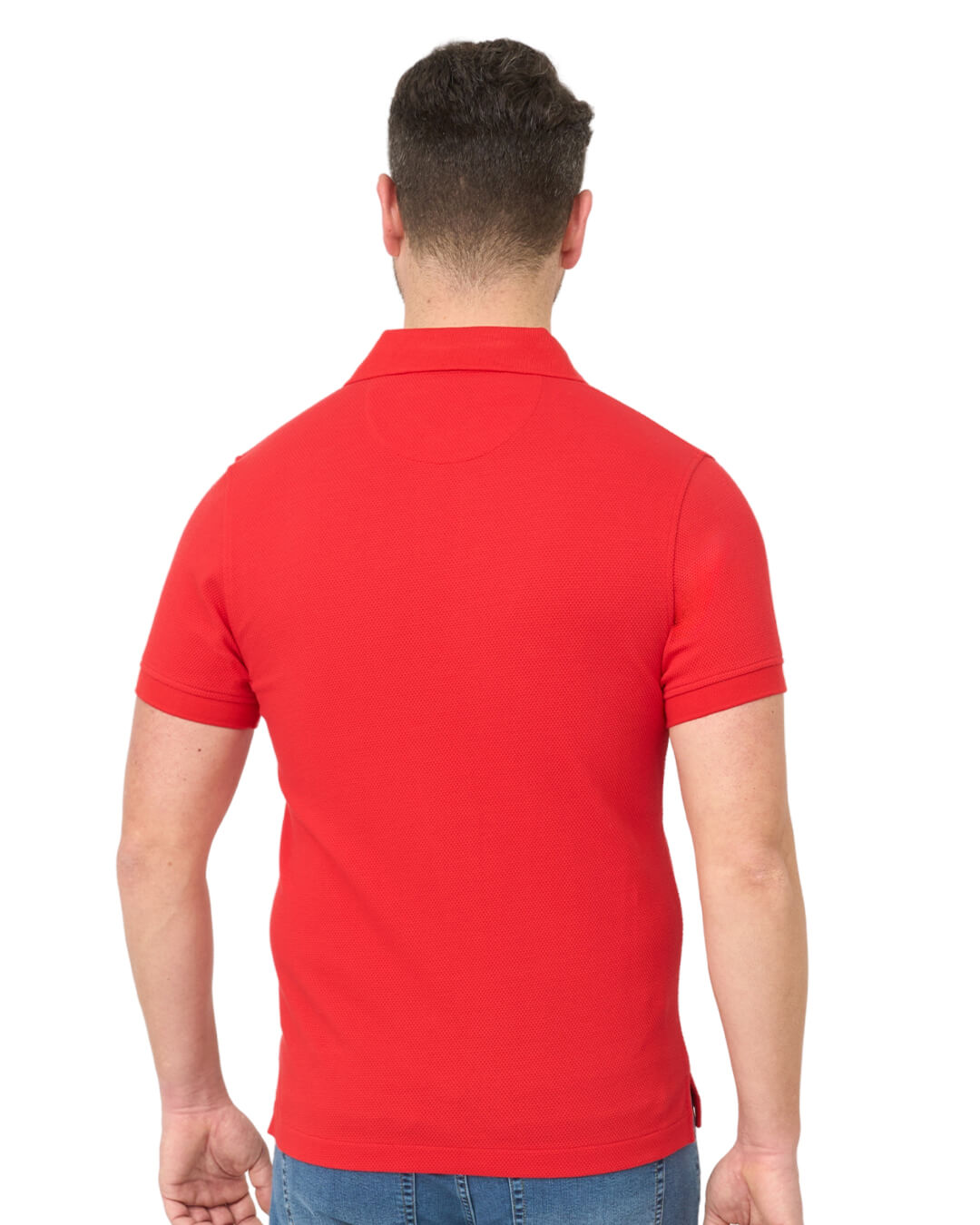 Crimson Popcorn Texture Polo Shirt