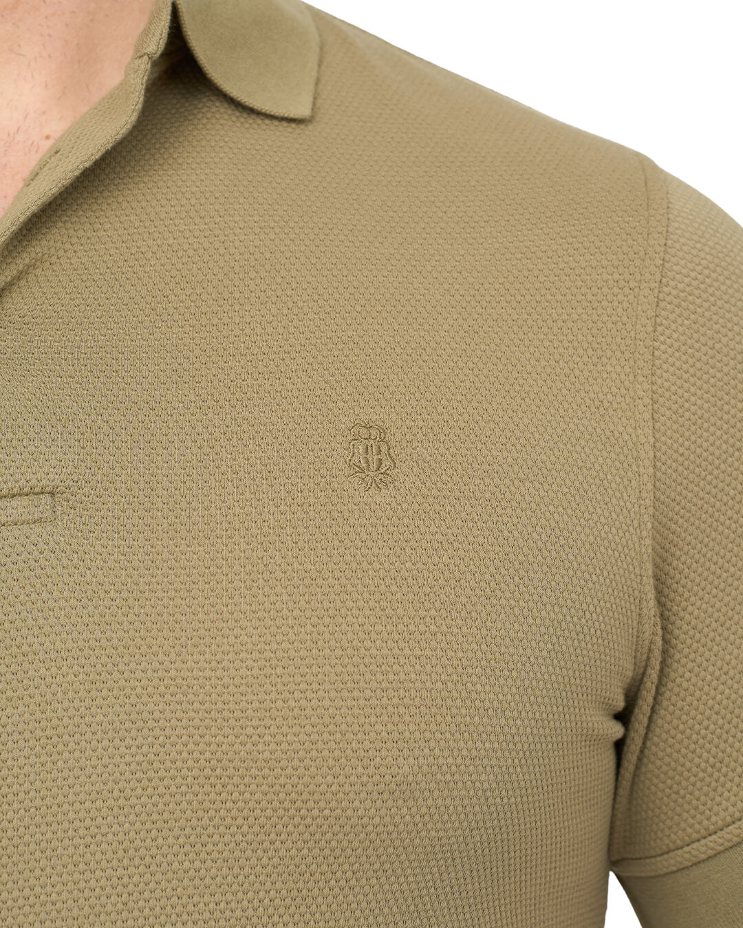 Olive Popcorn Texture Polo Shirt